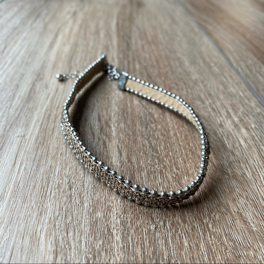 Gold & Silver Rhinestone Sparkly Choker Necklace (Adjustable)